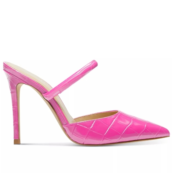 Michael Kors Jessa Crocodile Embossed Leather Mule Pink 10 - Picture 2 of 6